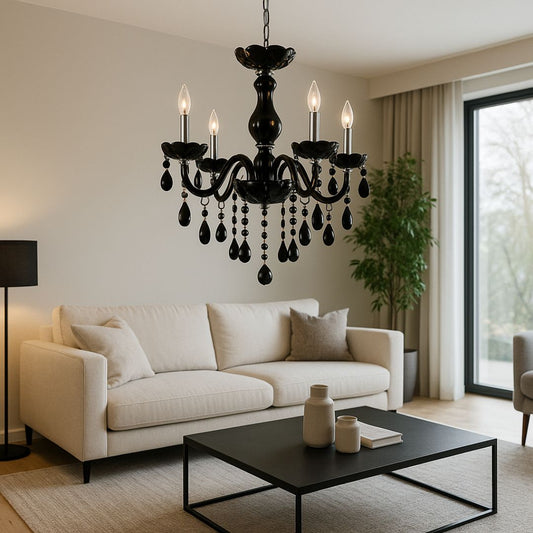 Crystal Cryedrich Chandelier, 5xe14, průměr 48 cm, černá, nastavitelná výška