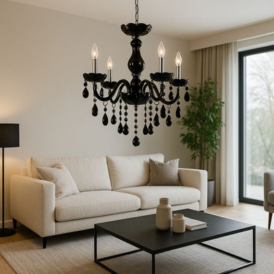 Crystal Cryedrich Chandelier, 5xe14, průměr 48 cm, černá, nastavitelná výška