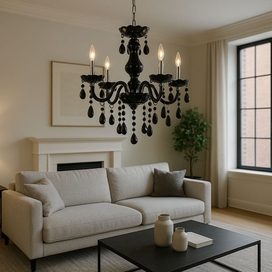 Crystal Cryedrich Chandelier, 5xe14, průměr 48 cm, černá, nastavitelná výška