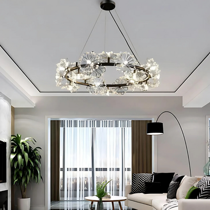 Crystal Chandier Petalo Lononi, průměr 62 cm, 25xg4, černá, nastavitelná výška