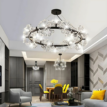 Crystal Chandier Petalo Lononi, průměr 62 cm, 25xg4, černá, nastavitelná výška