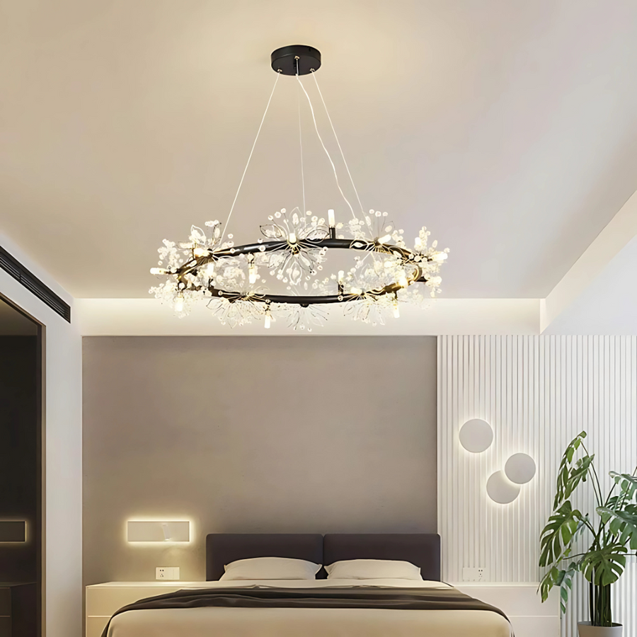Crystal Chandier Petalo Lononi, průměr 62 cm, 25xg4, černá, nastavitelná výška
