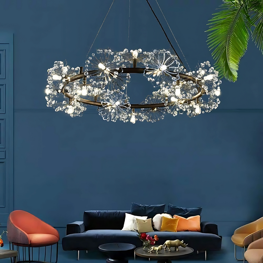 Crystal Chandier Petalo Lononi, průměr 62 cm, 25xg4, černá, nastavitelná výška
