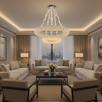 Křišťálový lustr, PRAHA Imperio, 78W, Průměr 71cm, Studené/Teplé/Neutrální světlo, Zlato, Nastavitelná výška
