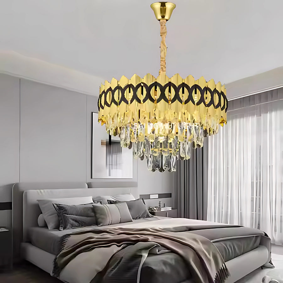 Candier Crystal Pierrefonds Eleganza 8x E14, průměr 49 cm, zlato, nastavitelná výška