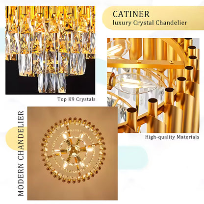 Crystal Chandier Versailles Eleganza 8x E14, průměr 49 cm, zlato, nastavitelná výška