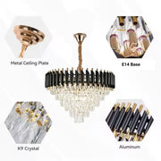 Crystal Chandier Versailles magno 8xe27, průměr 60 cm, lesklý a černé zlato, nastavitelná výška