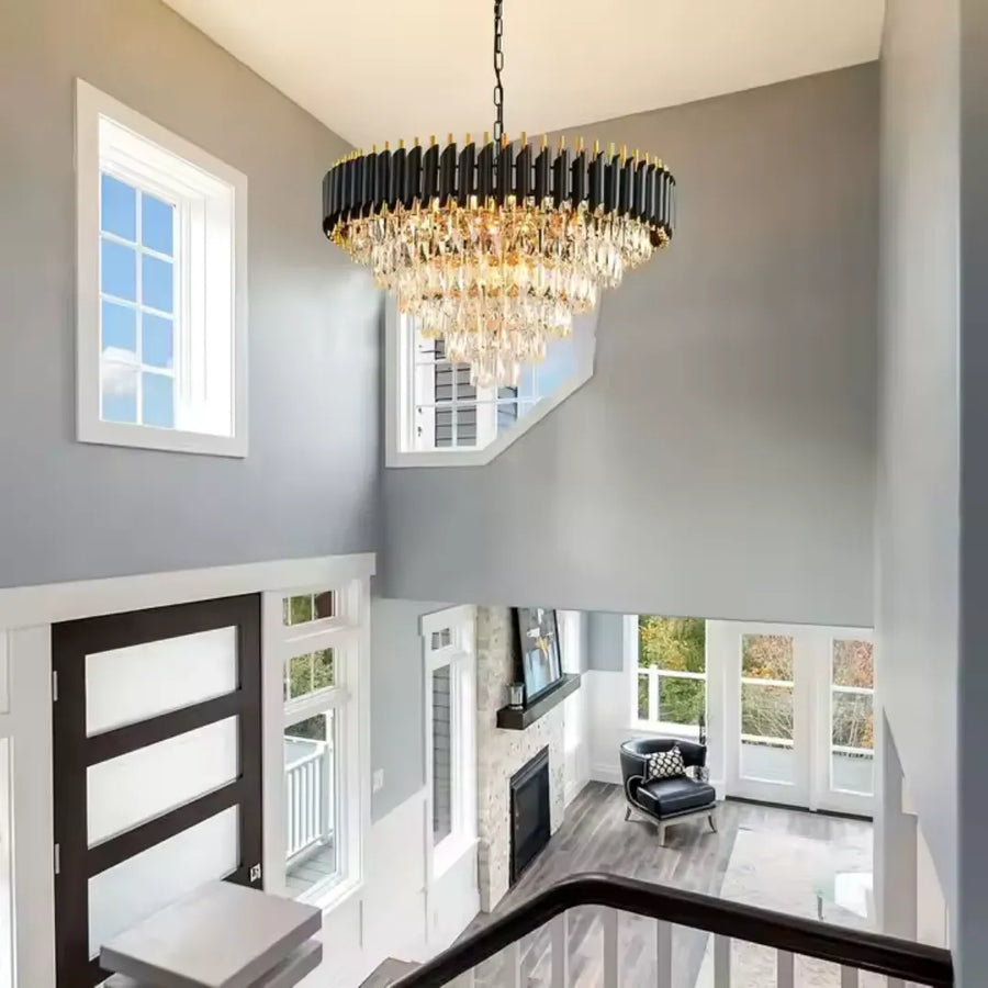 Crystal Chandier Versailles magno 8xe27, průměr 60 cm, lesklý a černé zlato, nastavitelná výška