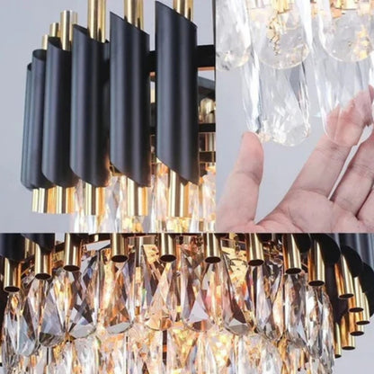 Crystal Chandier Versailles Supremo 12XE27, průměr 80 ​​cm, lesklý a černé zlato, nastavitelná výška