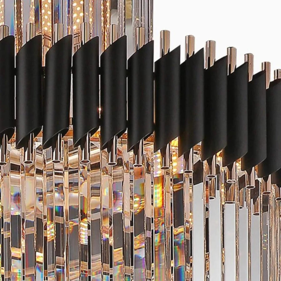 Crystal Chandier Versailles Supremo 12XE27, průměr 80 ​​cm, lesklý a černé zlato, nastavitelná výška