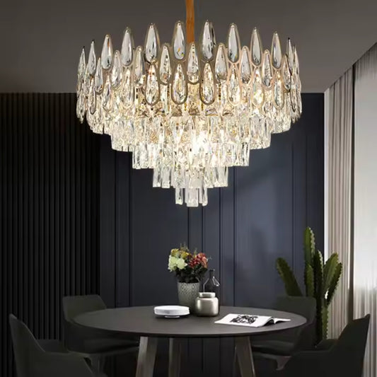 Crystal Lustr Alhambra Eleganza 8x E14, průměr 49 cm, lesklý zlato, nastavitelná výška