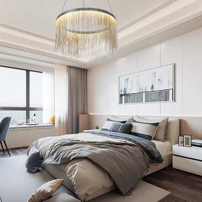 LED Tobias Chanderier s dálkovým ovládáním, breakálním, průměrem 50 cm, chrom