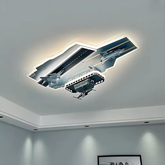 AIRCRAFT LED lustr pro děti, 128W, studené/teplé/neutrální světlo, Letecká šedá Dětské lustry Výchozí název Alessandro Design