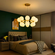 Komorový lustr LOFT, 15x G9, bílé zlato, kov, nastavitelná výška, moderní
