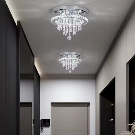 Kulatý alberský LED CHANDIER, 20W, studené/horké/neutrální světlo, krystal, lesklý chrom