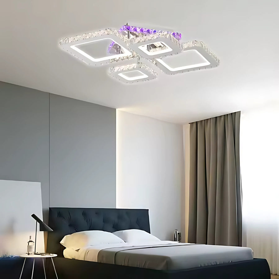 Lust LED NOVA Rhomba s krystaly, 4 zdroje světla, RGB, dálkové ovládání, 60W, lesklý chrom