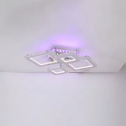 Lust LED NOVA Rhomba s krystaly, 4 zdroje světla, RGB, dálkové ovládání, 60W, lesklý chrom