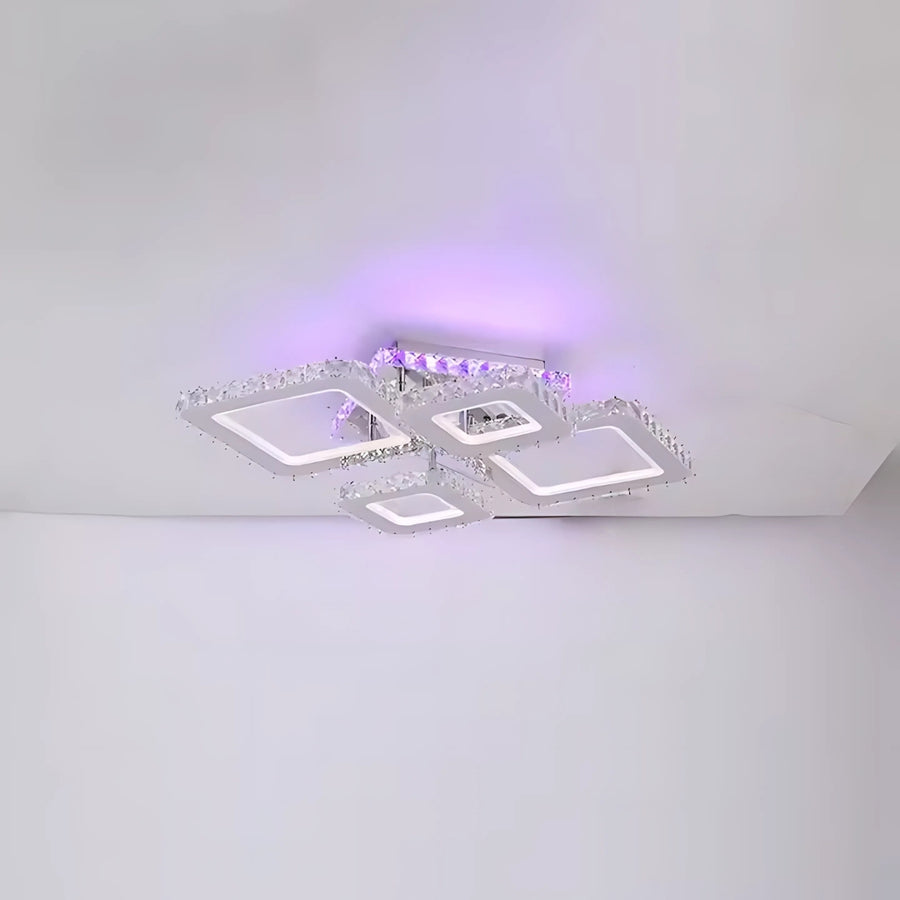 Lust LED NOVA Rhomba s krystaly, 4 zdroje světla, RGB, dálkové ovládání, 60W, lesklý chrom