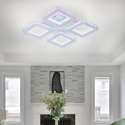 LED LED LEULA s dálkovým ovládáním, 79W, Chrome s bílým, kovem a krystalem, Daisy, RGB