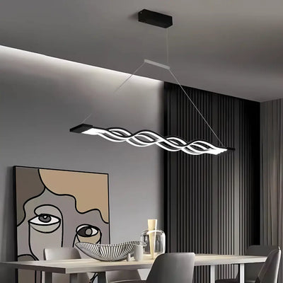 LED lustr zavěšený vlnovým dálkovým ovládáním, 76W, nastavitelnou výškou, chlad/horké/neutrální světlo, nestabilní, černé