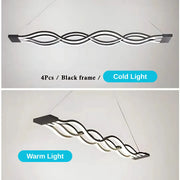 LED lustr zavěšený vlnovým dálkovým ovládáním, 76W, nastavitelnou výškou, chlad/horké/neutrální světlo, nestabilní, černé