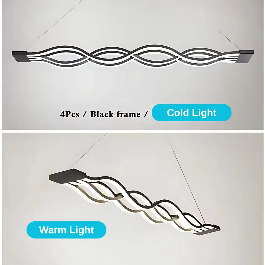 LED lustr zavěšený vlnovým dálkovým ovládáním, 76W, nastavitelnou výškou, chlad/horké/neutrální světlo, nestabilní, černé