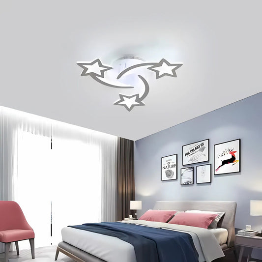 LED lustr s hypomoa dálkovým ovládáním, 48 W, 3 hvězdy, studené/horké/neutrální světlo, nestabilní, bílé