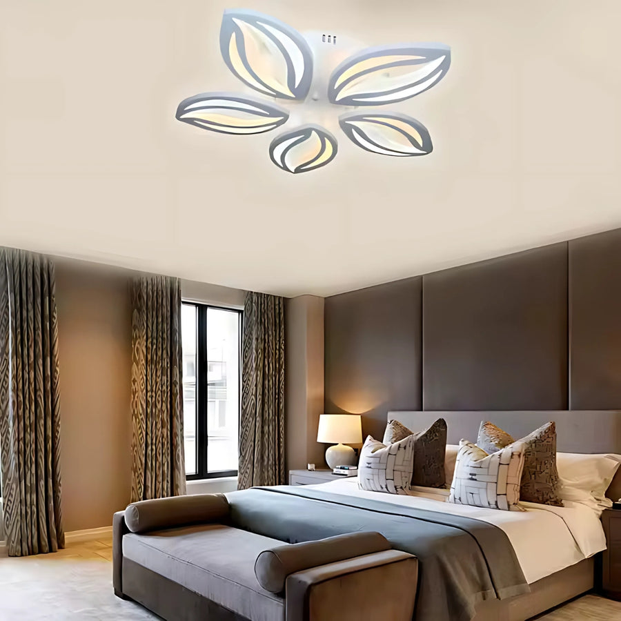 LED CHANDIER s dálkovým ovládáním orchideje, 65W, 5 okvětních lístků, studené/horké/neutrální světlo, nestabilní, bílé