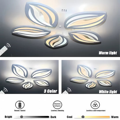 LED CHANDIER s dálkovým ovládáním orchideje, 65W, 5 okvětních lístků, studené/horké/neutrální světlo, nestabilní, bílé