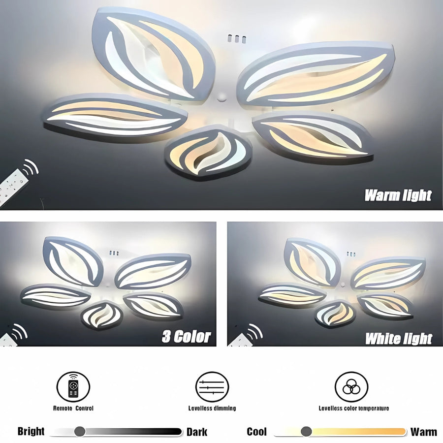LED CHANDIER s dálkovým ovládáním orchideje, 65W, 5 okvětních lístků, studené/horké/neutrální světlo, nestabilní, bílé