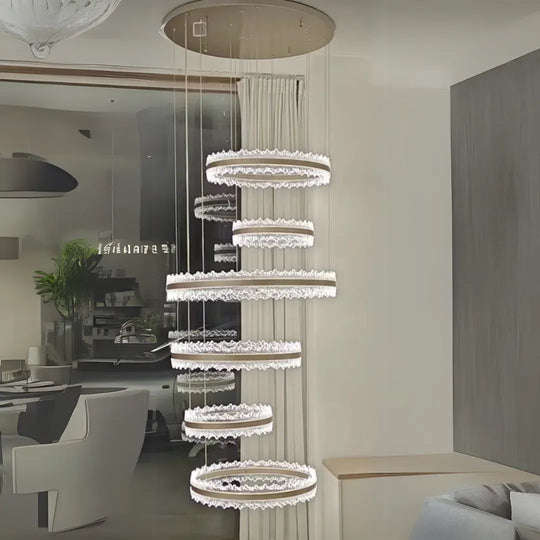 Závěsný LED lustr s dálkovým ovládáním NIVALIS Grand 480W, studené/teplé/neutrální světlo, stmívatelné, výškově nastavitelné, zlaté moderní lustry Výchozí název Alessandro Design