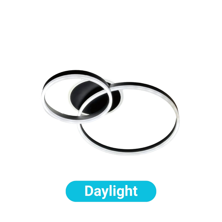 LED CHANDIER s dálkovým ovládáním Haileyho, 71W, 2 kruhy, chladné/horké/neutrální světlo, laskavé, černé