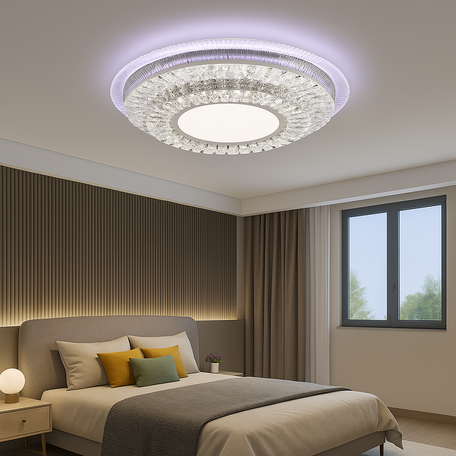 LED CHANDIER s dálkovým ovládáním Miralux Krysola, 96W, studené/horké/rgb světlo, černá, černá