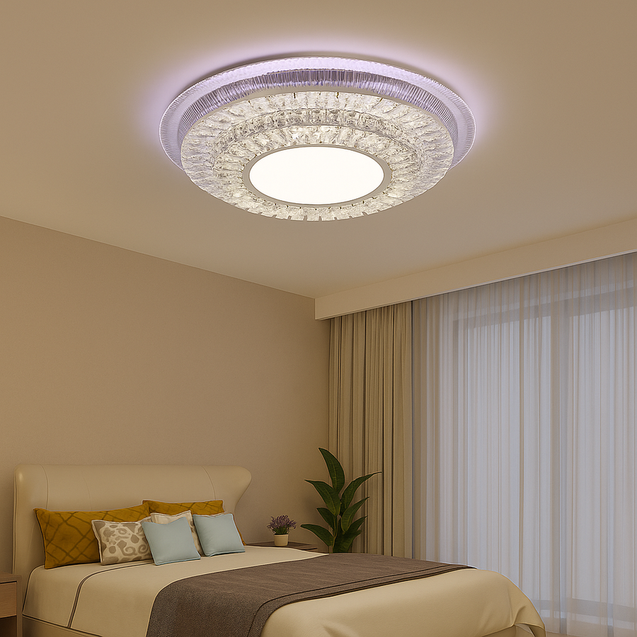 LED CHANDIER s dálkovým ovládáním Miralux Krysola, 96W, studené/horké/rgb světlo, černá, černá