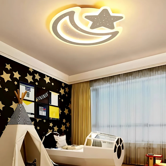 Nova LED lustr s dálkovým ovládáním, 91W, stmívatelný, ve tvaru měsíce a hvězdy, bílý