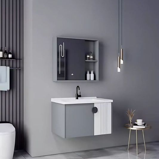 Sada koupelnového nábytku MYKONOS, 80x40cm, 2 kusy, šedá a bílá