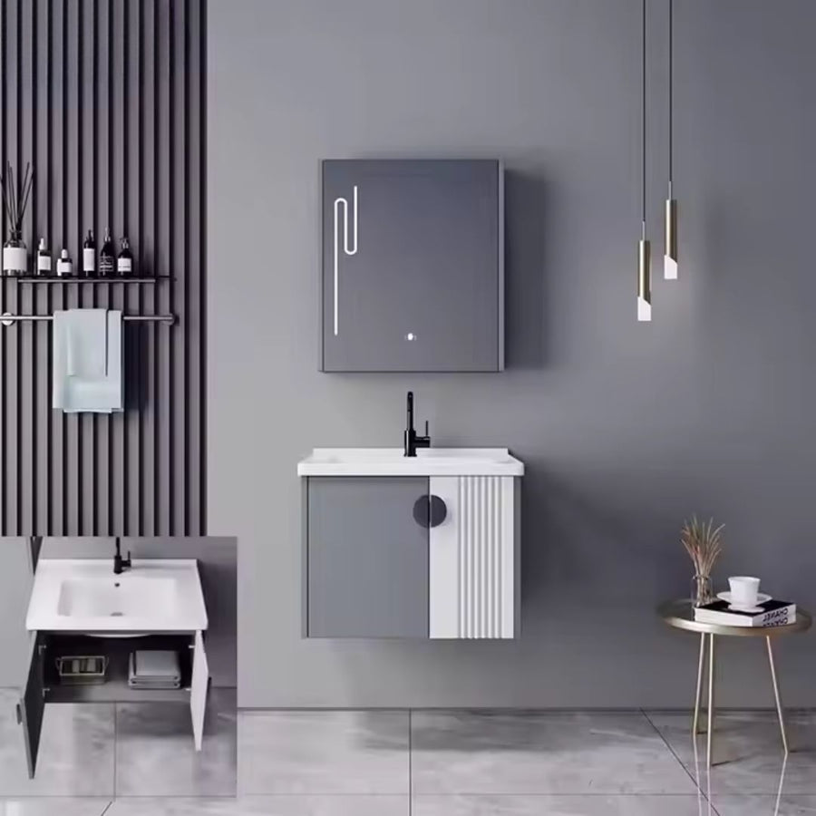 Koupelnové nábytek sada 60x40 cm 3 bílé šedé kousky