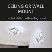 VERTEX Matrix LED lustr, překrývající se diamanty, kovové rámy, 11W, 2 diamanty, studené/teplé/neutrální světlo 3000K/4000K/6000K, bílá