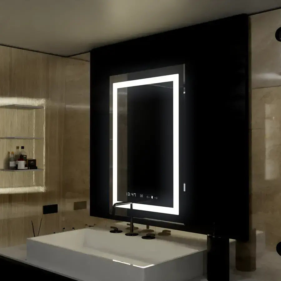 Obdélníkový LED zrcadlo 75x90cm Verite Motionglow Marcello Dimable Hodin Defrition System