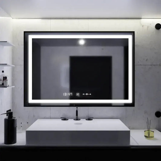 Zrcadlo LED obdélníkový 100x80cm Verite Majets Noir Motiongllow Marcello demontární deframent a dimable teploměr