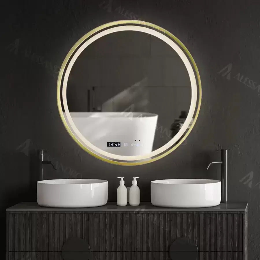 60 cm Celest Royale Gold Motionglow Marcellow Mirror Mercello Clock Defrost & Dimable teploměr