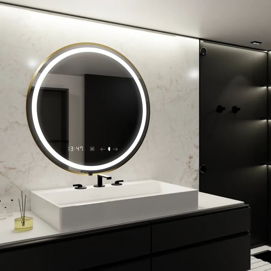60 cm Celest Royale Gold Motionglow Marcellow Mirror Mercello Clock Defrost & Dimable teploměr