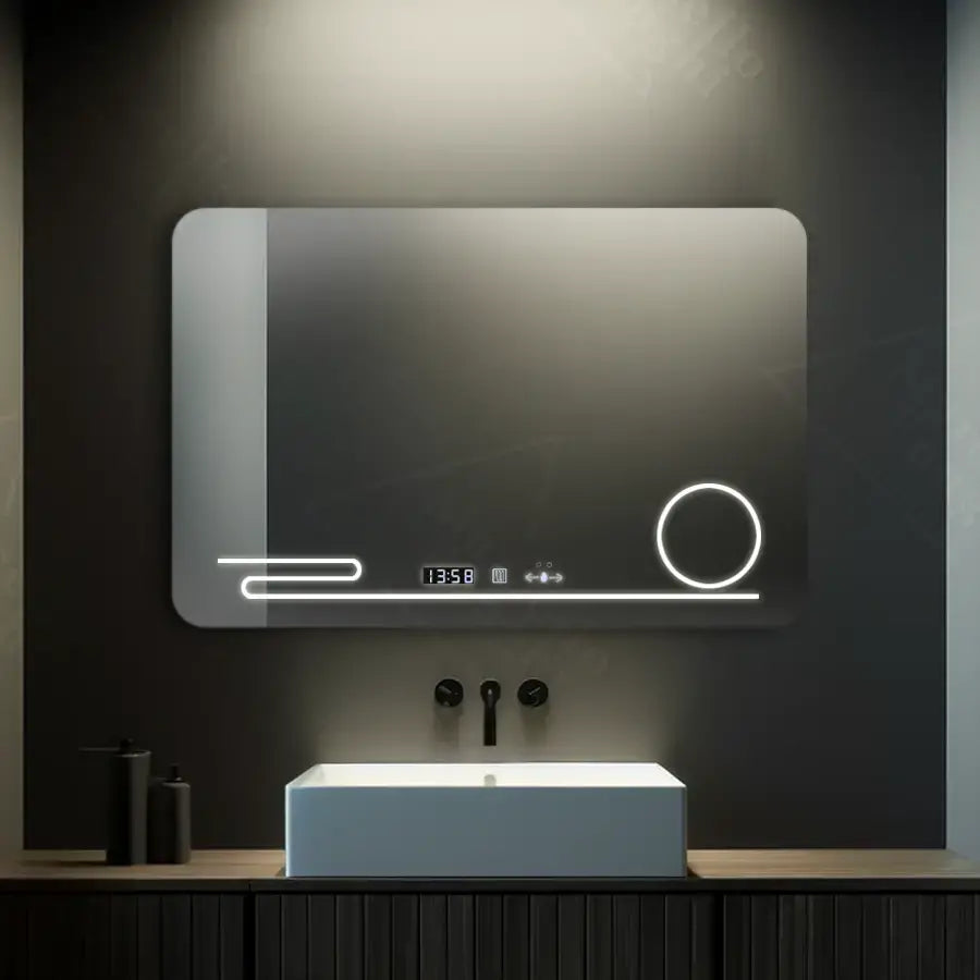 Zrcadlo LED obdélníkový 100x60cm harmonií pohybový pohyb Marcello Desiclatic Clock Defrosting System