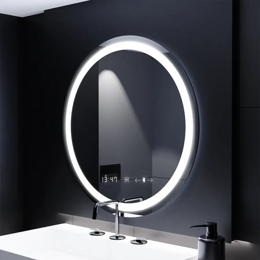 Kulatý LED zrcadlo 70 cm Celeste Motionglow Marcello Dimable Clock Defrosting System