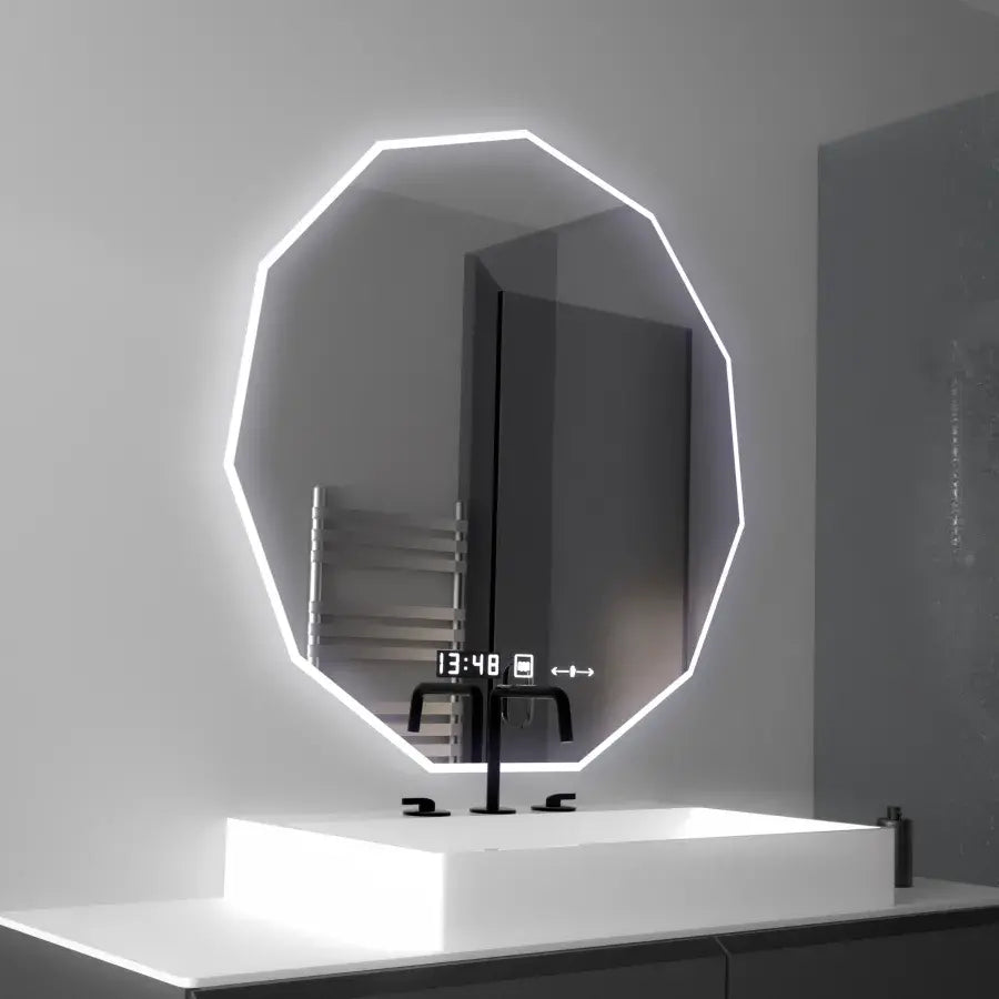 Mirror LED Polygon 70cm Judith Sensor Motiongllow Marcellow System Dezoring Clock & Dimable teploměr