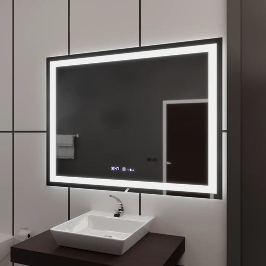 Obdélníkový LED zrcadlo 100x75cm Verite Motionglow Marcellow Dimable Clock System