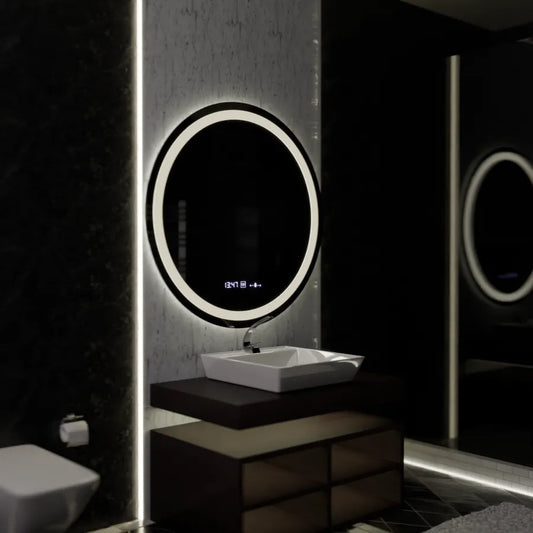 Kulatý LED zrcadlo 100 cm Celeste Motionglow Marcello Dimable Clock Dezoring System