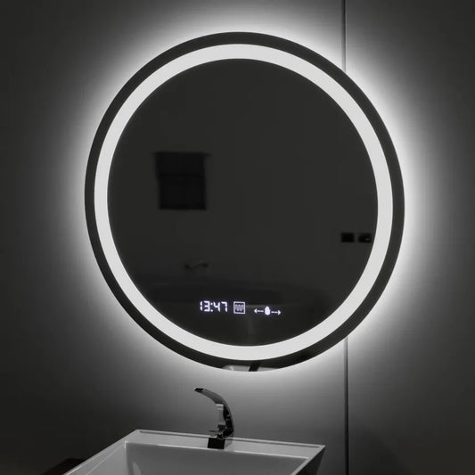 Zrcadlové kulaté LED LED 80 cm Celeste Motionglow Marcello Dimable Clock Dezoring System