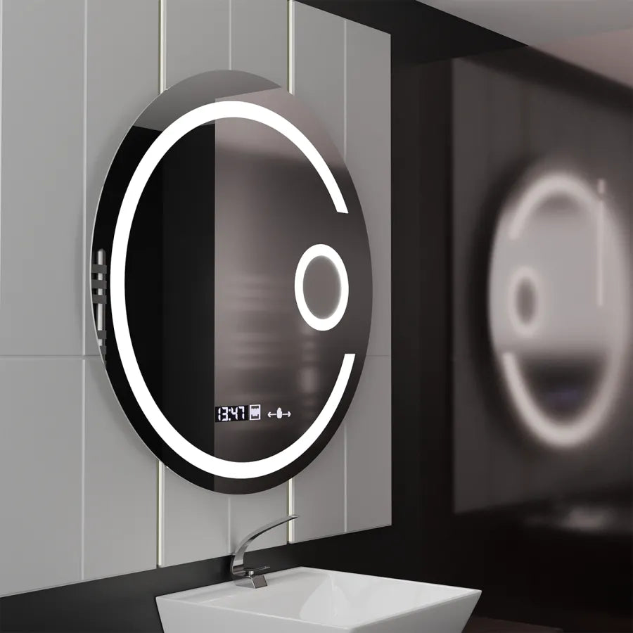 Mirror LED kolem 70 cm Visio Motionglow Marcello Desiclatic Clock System & Cosmetický teploměr