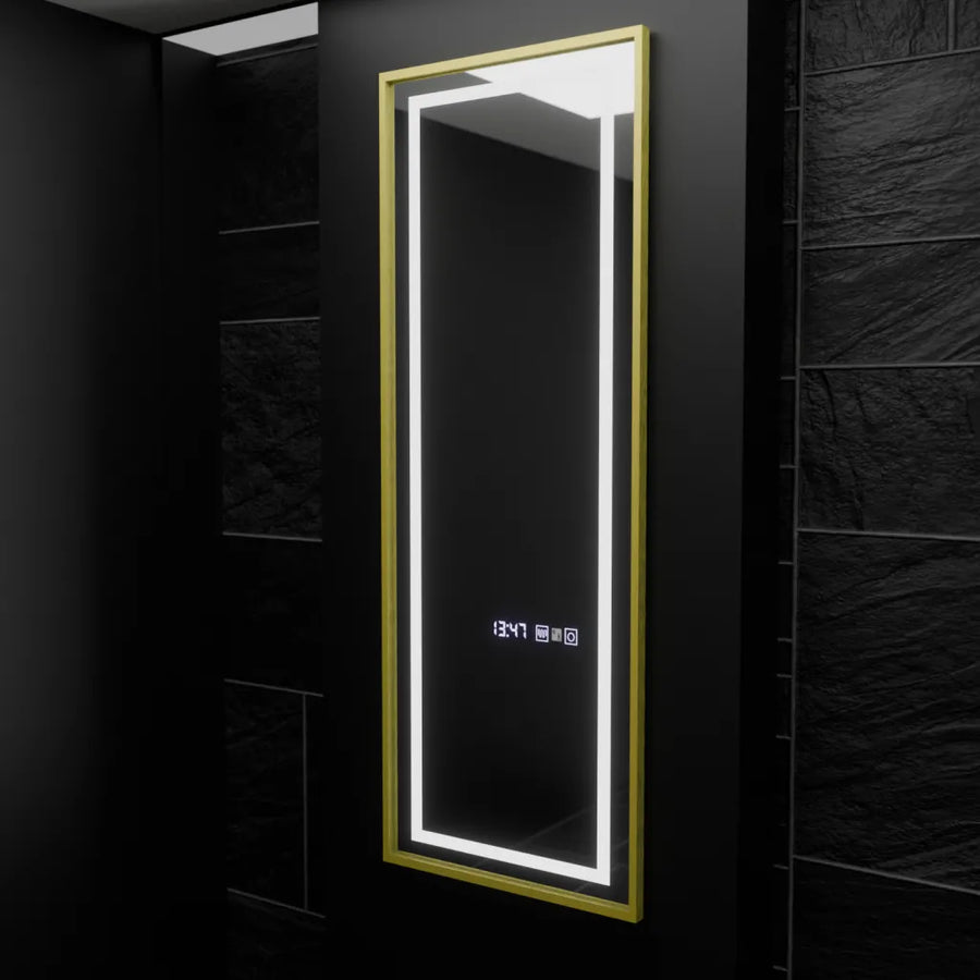 Zrcadlo LED obdélníkový 45x140cm Elena Marcello Sensor Radar System Dezoringové hodiny a dimable teploměr